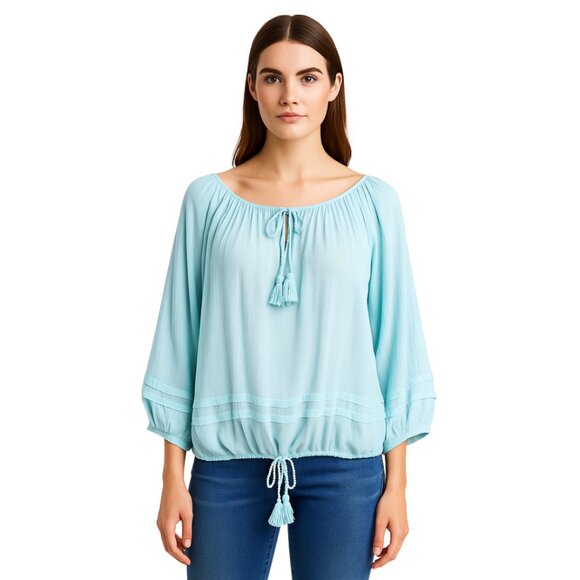 Denim & Supply Ralph Lauren Tops - Denim & Supply Ralph Lauren | Pastel Aqua Blue Peasant Blouse | Size Small